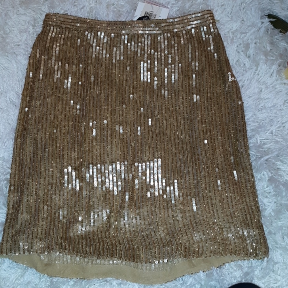INC Gold sequin beaded skirt, small, size 2P